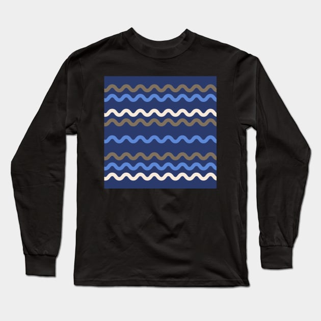 Waves by the beach - pasifika vibes  in blues, grey and white - deep calm - check out coordinating designs Long Sleeve T-Shirt by FrancesPoff